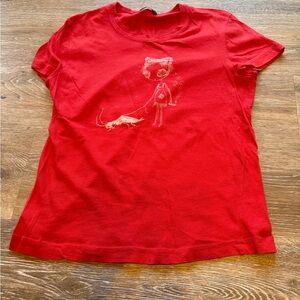 We Love Fine Coquette Girl Walking Roach Fitted Baby Tee Cherry 🍒 Red XS